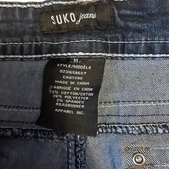 SUKO Size 29x31" Avery Slim Bootcut Faded Mid Rise Distressed Blue Denim… - Picture 12 of 12